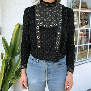 Dôen vintage inspired asymmetrical button blouse